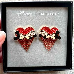 Disney x BaubleBar Mickey and Minnie kissing rhinestone earrings